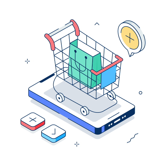 Add To Cart, Online, Mobile, Shopping, Ecommerce, Business, illustration