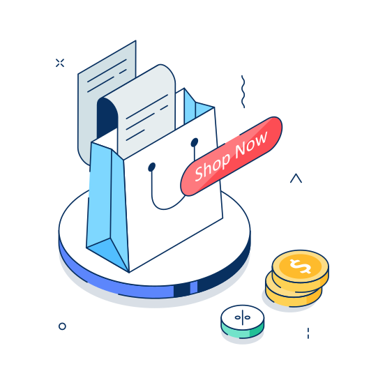 Buy Now, Shop Now, Online, Shopping, Ecommerce, Promotion, Campaign, illustration