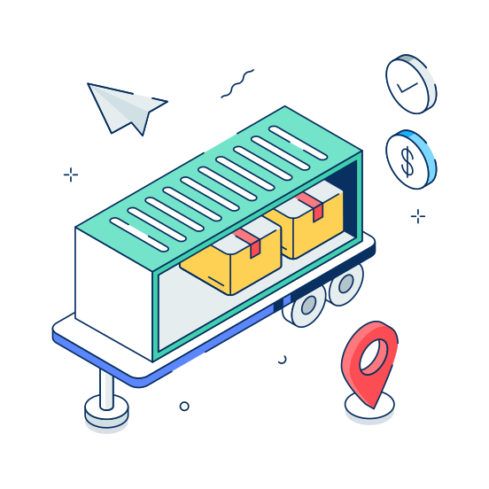 Cargo, Container, Freight, Truck, Delivery, Transportation, Shipping, illustration