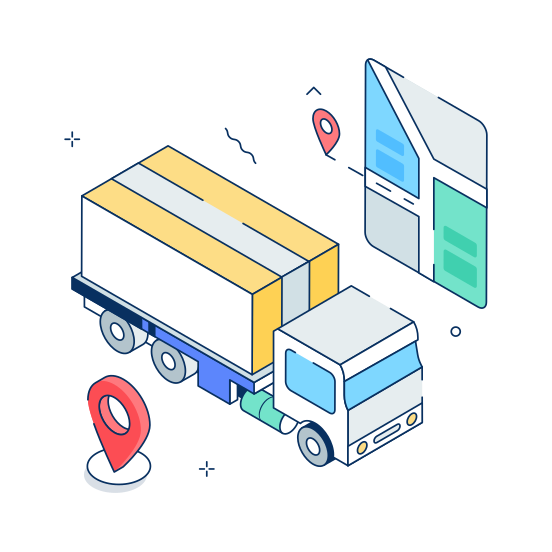 Delivery, Location, Shipping, Logistics, Truck, Gps, Tracking, illustration