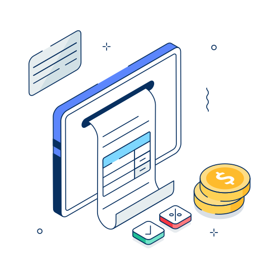 Online, Bill, Receipt, Invoice, Ecommerce, Shopping, Digital illustration