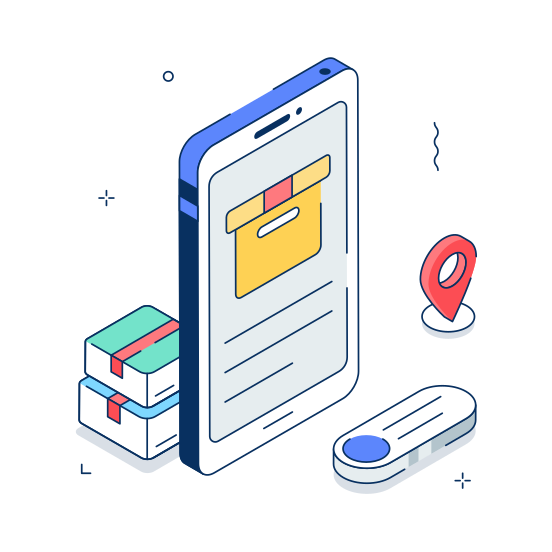 Online, Delivery, App, Mobile, Smartphone, Logistics, Shipping, illustration