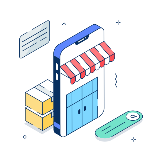 Online, Store, Shop, Mobile, Marketplace, Digital, Ecommerce, illustration