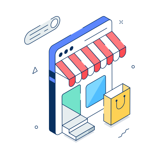 Online, Store, Storefront, Marketplace, Shopping, Ecommerce, Mobile, illustration