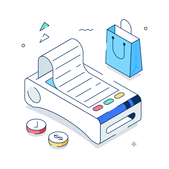 Pos, Point Of Sale, Terminal, Receipt, Printer, Invoice, illustration