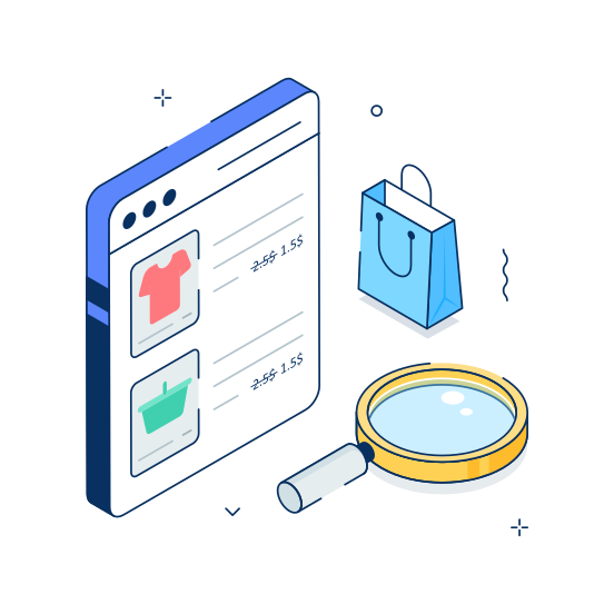 Product, Search, Online, Shopping, Ecommerce, Listing, Find, Store, illustration