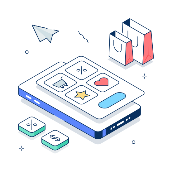 Shopping, App, Mobile, Ecommerce, Online, Smartphone, Technology, illustration