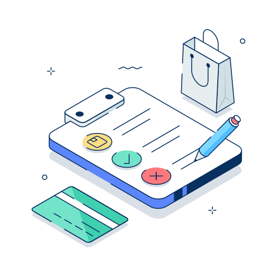 Shopping, List, Checklist, Ecommerce, Grocery, To Do, Online illustration