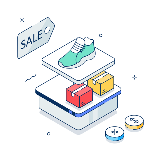 Shopping, Sale, Ecommerce, Shoe, Display, Discount, illustration