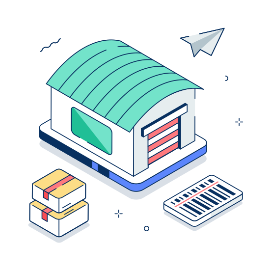 Warehouse, Supply Chain, Ecommerce, Online, Shopping, Business, illustration