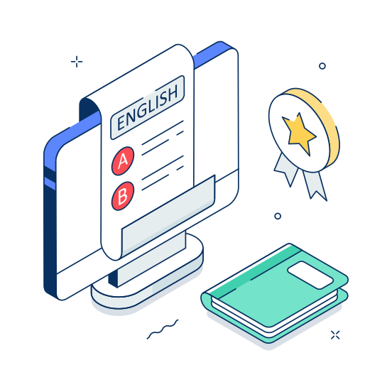 English, Test, Online, Elearning, Assessment illustration