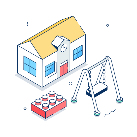 Kindergarten, School, Building, Architecture, Education illustration