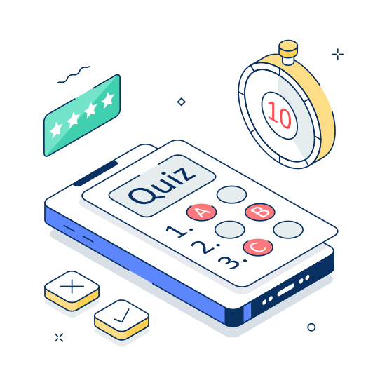 Online, Quiz, Elearning, Test, School illustration