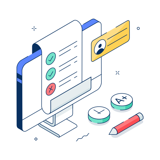 Online, Test, Assessment, Exam, Elearning illustration