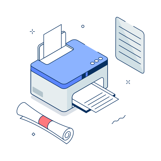 Printer, Printing, Machine, Document, School illustration