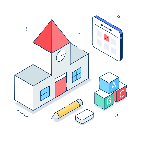 School, Building, Kindergarten, Preschool, Schedule illustration