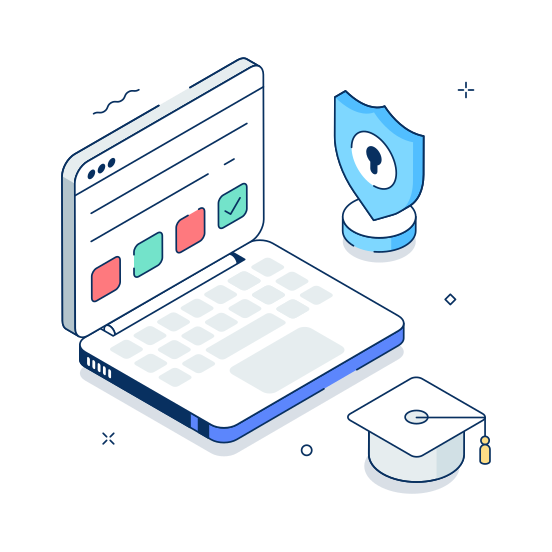 Secure, Exam, Online, Test, Education illustration