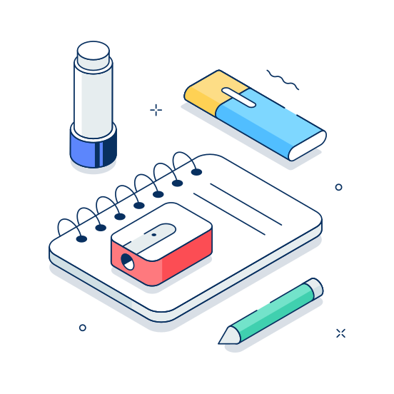 Stationery, Notebook, Highlighter, School, Supplies illustration