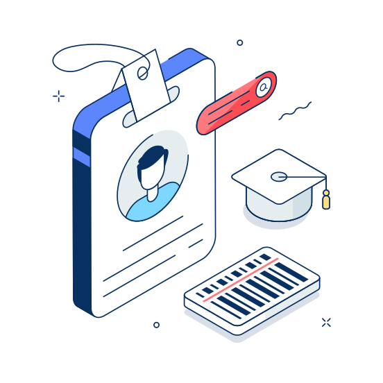 Student, Id, School, Education, Identity illustration