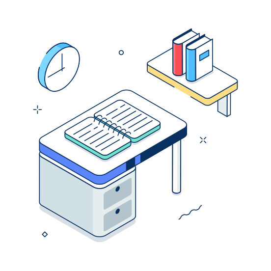 Study, Desk, Table, Learning, Education illustration