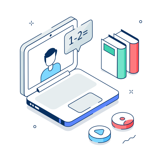 Virtual, Class, Online, Learning, Elearning illustration