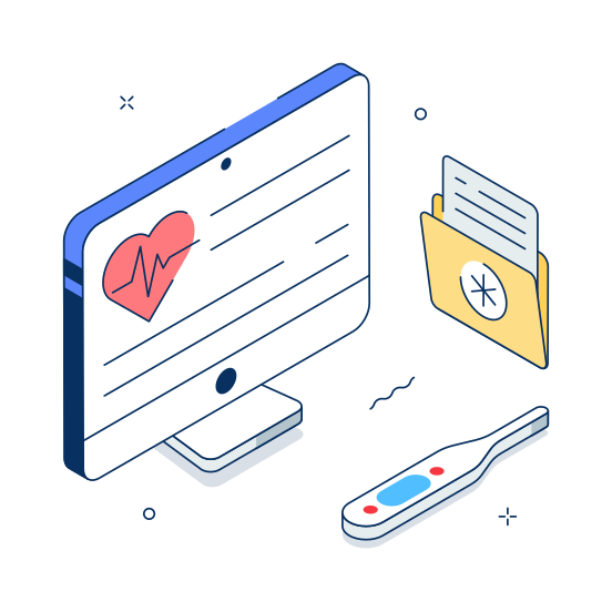 Digital, Health, Checkup, Online, Data illustration