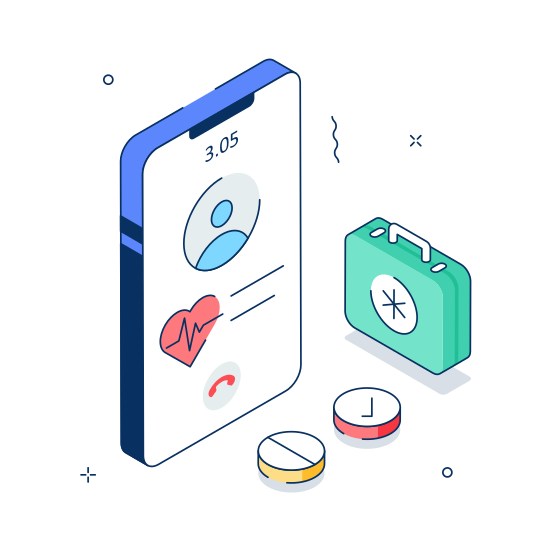 Health, App, Online, Digital, Healthcare illustration