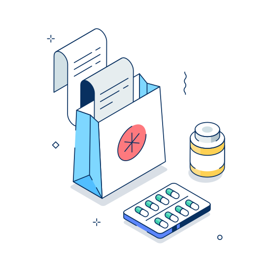 Shopping, Bag, Pharmacy, Medicine, Drugs illustration