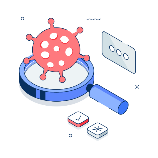 Virus, Research, Detection, Healthcare, Microscope illustration