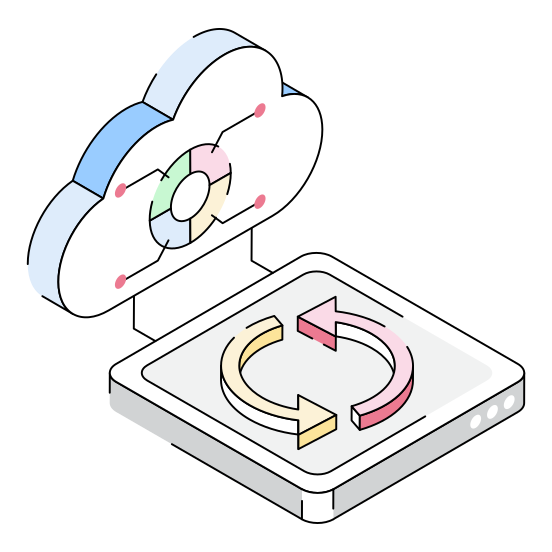 Cloud, Synchronization, Backup, Storage, Hosting illustration