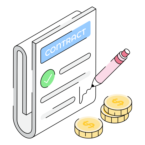 Contract, Agreement, Deed, Signature, Document illustration