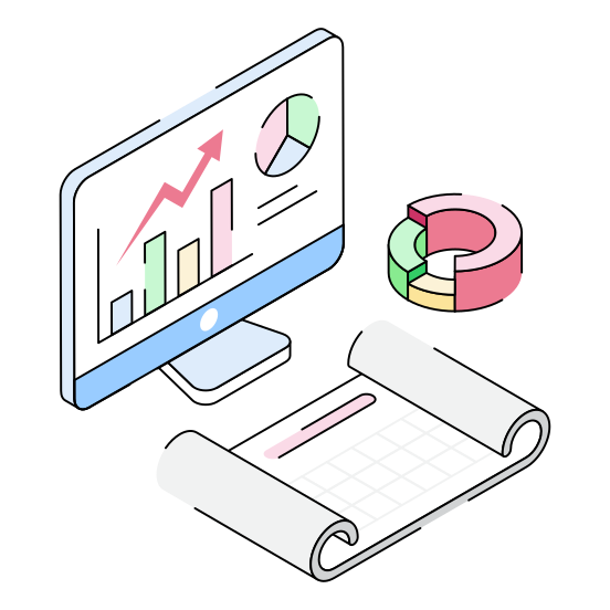 Growth, Increase, Digital, Online, Report illustration