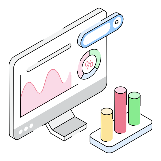 Online, Digital, Device, Monitor, Computer illustration