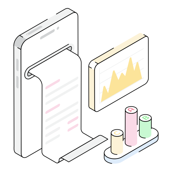 Online, Mobile, Phone, Device, Report illustration