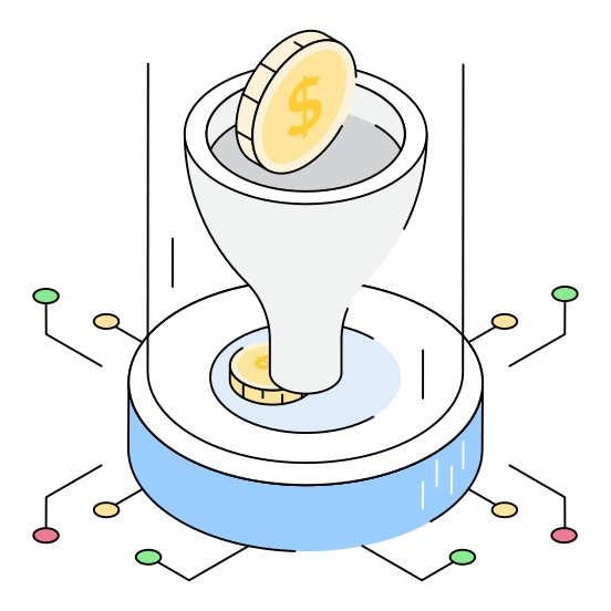 Sales, Conversion, Filter, Funnel, Finance illustration