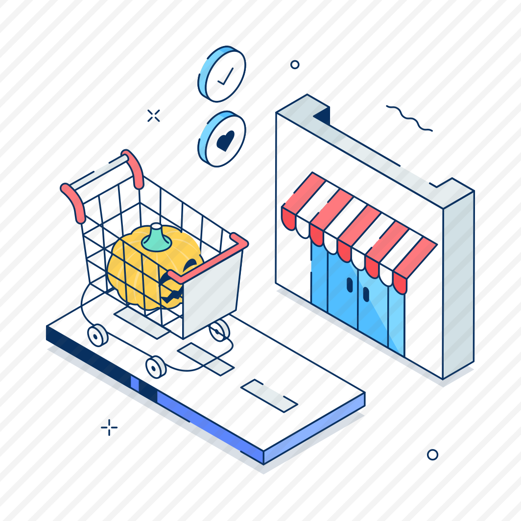 Halloween, Shopping, Cart, Trolley, Storefront, Building, Spooky preview
