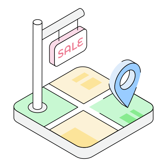 Land, Estate, Board, Signboard, Location illustration