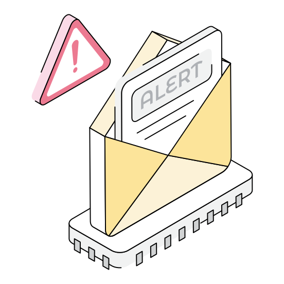 Alert, Spam, Message, Malware, Cybercrime illustration