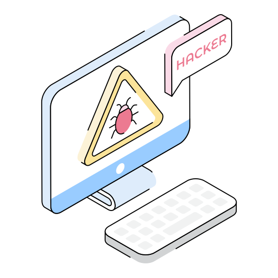 Bug, Malware, Virus, Hacking, Cyberattack illustration