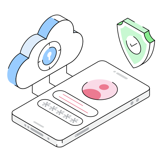 Cloud, Mobile, Cybersecurity, Protection, Safety illustration