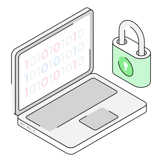 Code, Laptop, Cybersecurity, Protection, Safety illustration