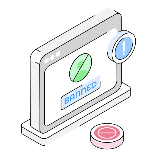 Cybersecurity, Protection, Safety, Cyber, Banned illustration