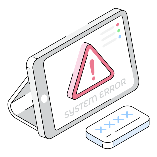 Failure, Cybercrime, Cyberattack, Error, Device illustration