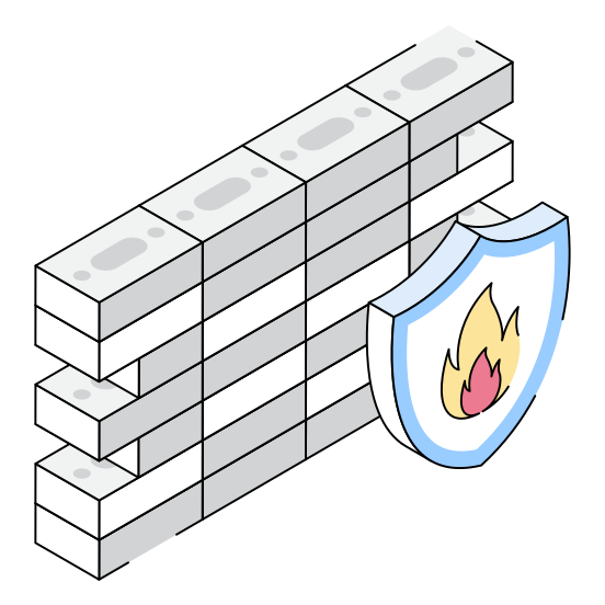 Firewall, Wall, Protection, Cybersecurity, Safety illustration