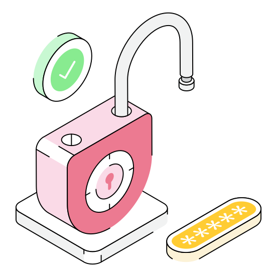 Lock, Padlock, Password, Access, Cybersecurity illustration