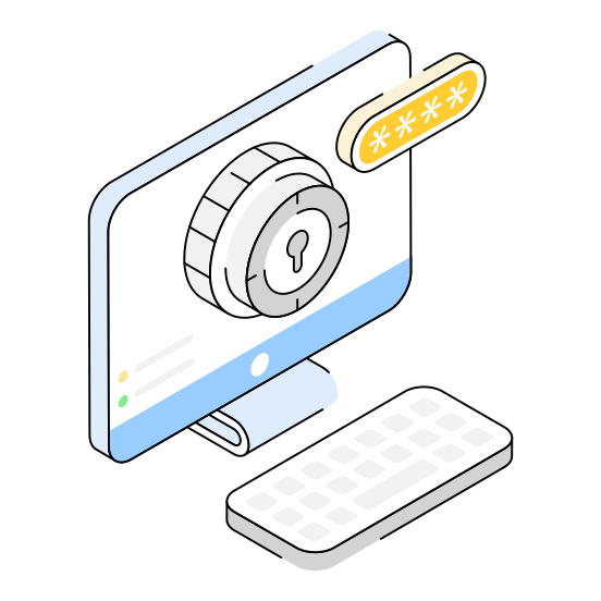 Password, System, Cybersecurity, Protection, Safety illustration