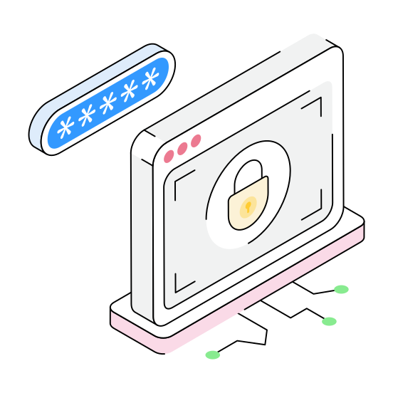 Website, Password, Cybersecurity, Protection, Safety illustration