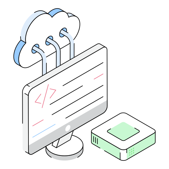 Cloud, Coding, Programming, Monitor, System illustration