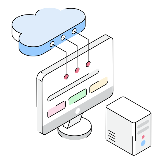 Cloud, Storage, Computing, Hosting, Monitor illustration