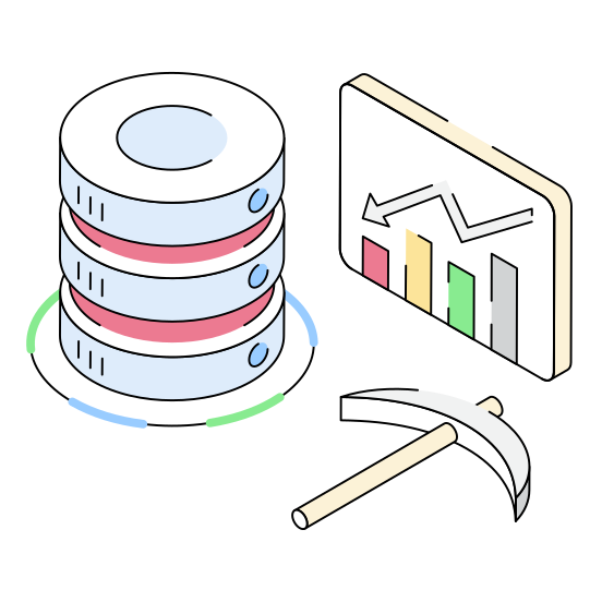 Mining, Extraction, Pickaxe, Database, Db illustration